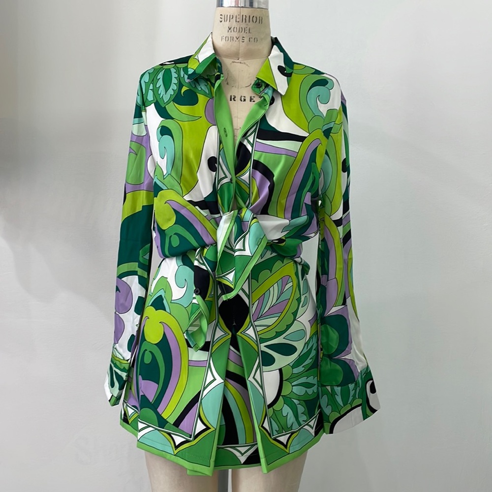 Printed Satin Set